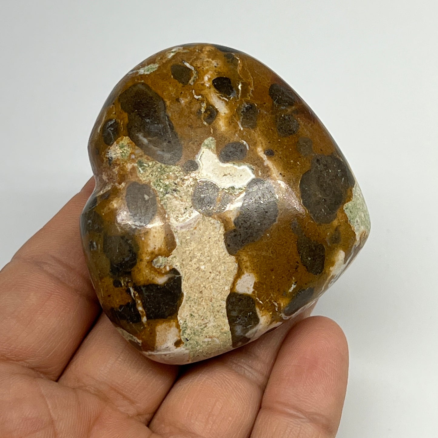 115g,2.2"x2.4"x1" Fruit Jasper Heart Polished Healing Home Decor, B21944