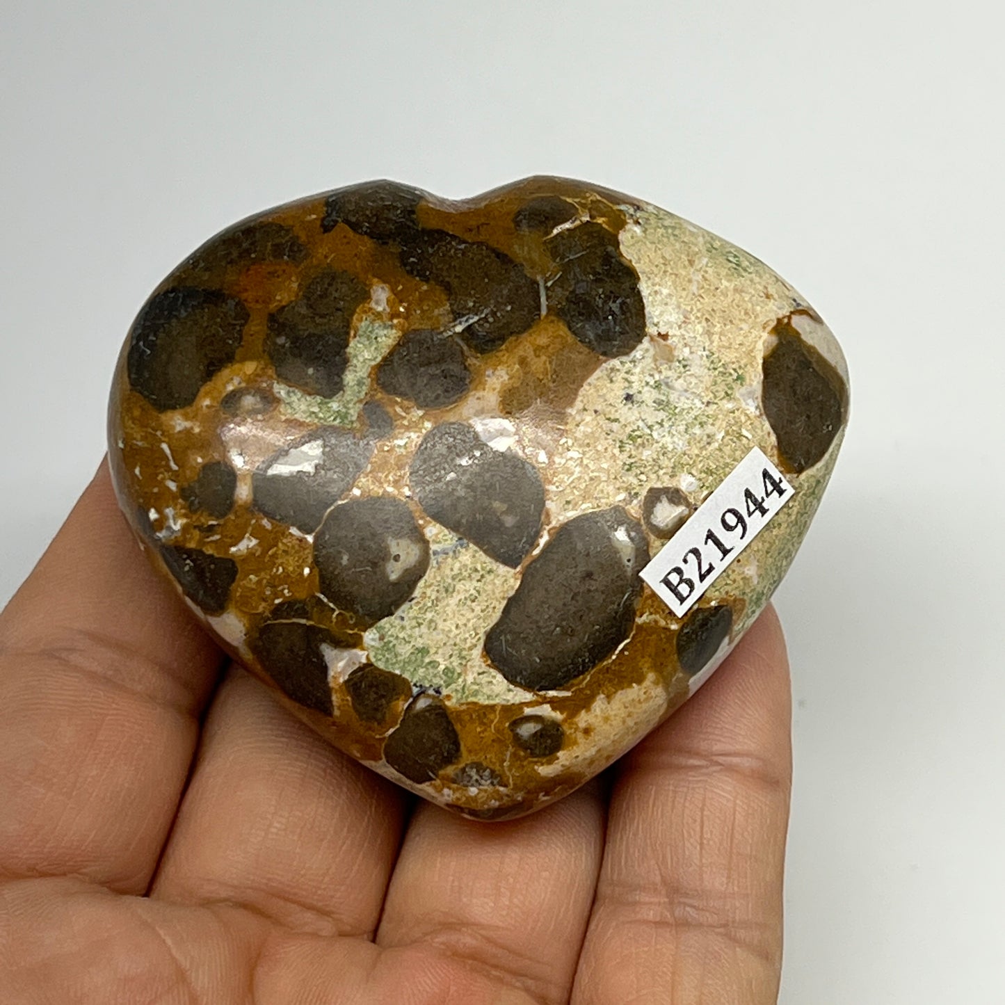 115g,2.2"x2.4"x1" Fruit Jasper Heart Polished Healing Home Decor, B21944
