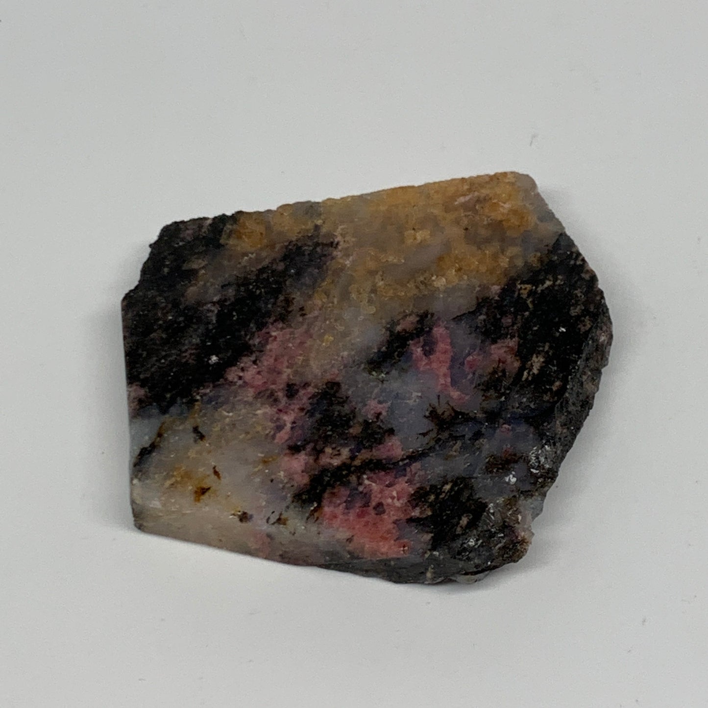 67.3g, 2.4"x2.3"x0.4", One face polished Rhodonite, One face semi polished, B160