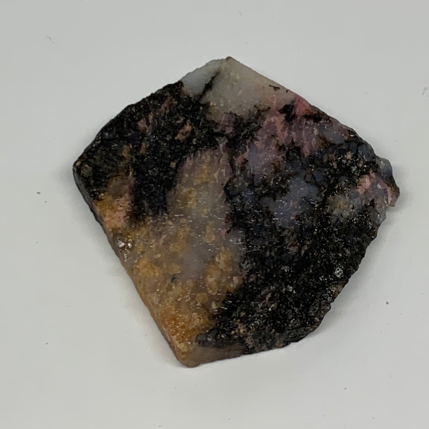 67.3g, 2.4"x2.3"x0.4", One face polished Rhodonite, One face semi polished, B160