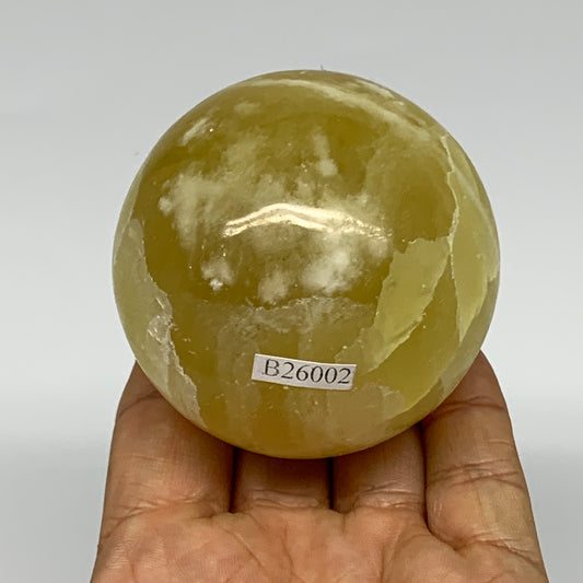 378g,2.5"(62mm) Lemon Calcite Sphere Gemstone,Healing Crystal,B26002