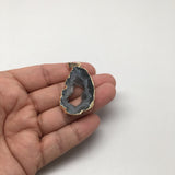 40.5 Cts Agate Druzy Slice Geode Gold Plated Pendant Handmade from Brazil,Bp890