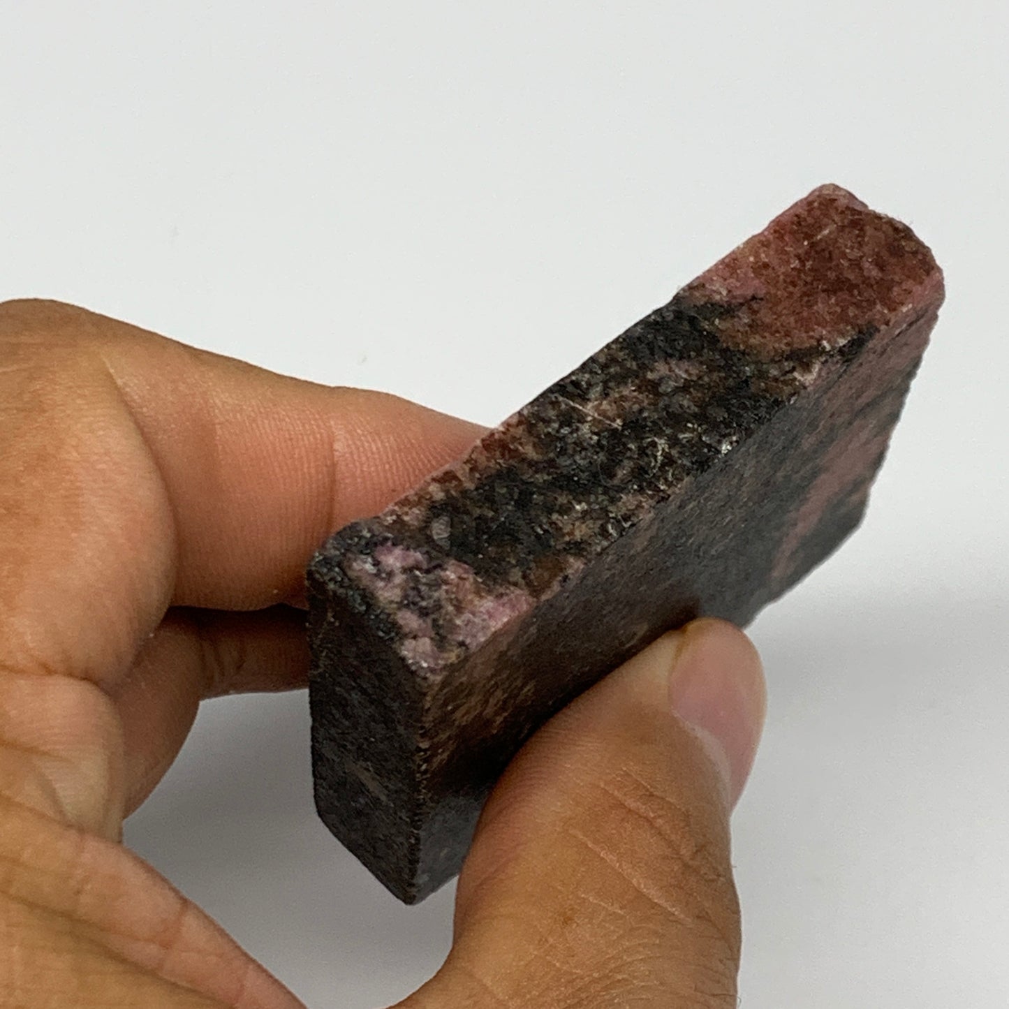 97.7g, 2"x2"x0.5", One face polished Rhodonite, One face semi polished, B16012