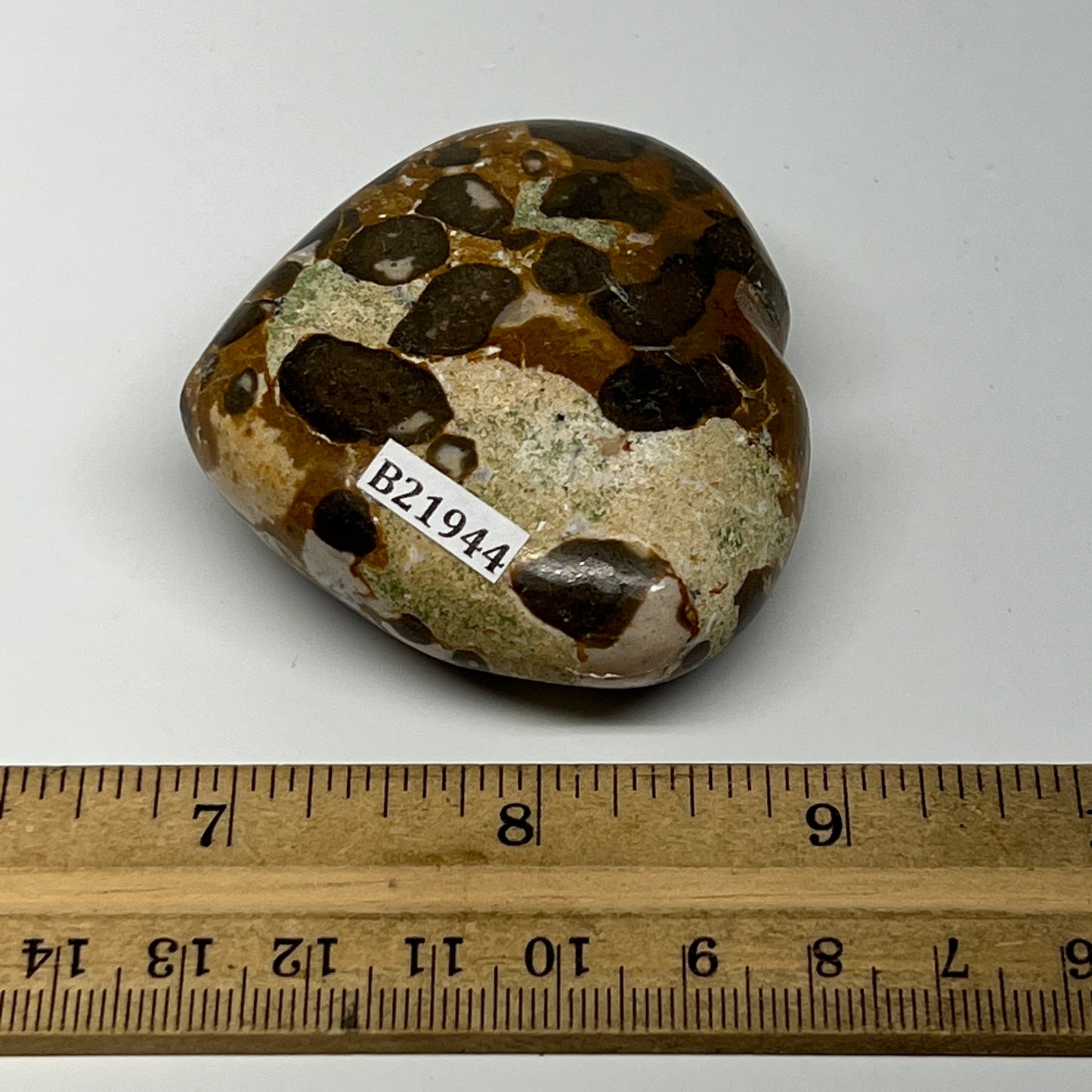 115g,2.2"x2.4"x1" Fruit Jasper Heart Polished Healing Home Decor, B21944