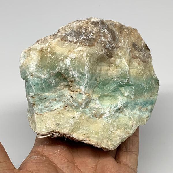 808g,4.2"x3.7"x3.4", Rough Pistachio Calcite Chunk Mineral @Afghanistan, B24584