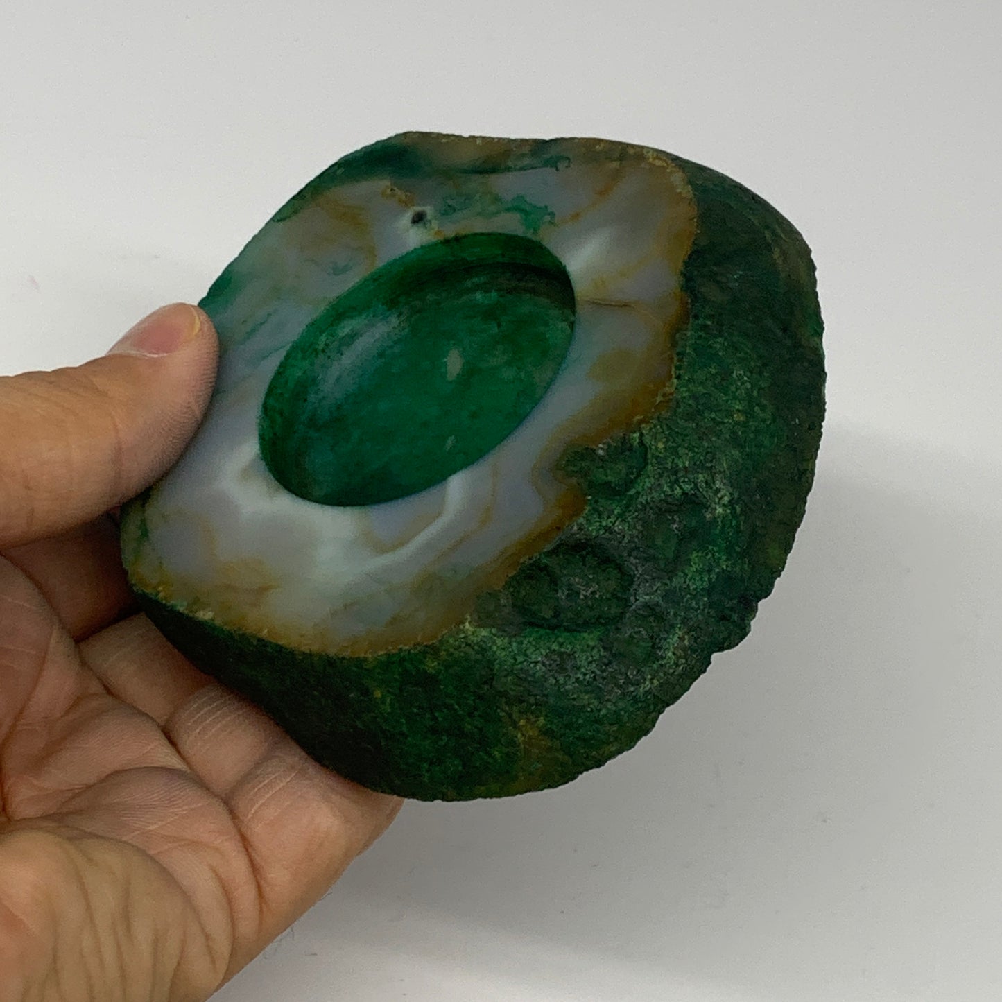 237.4g, 4.1"x3.6"x0.7", Dyed Agate Tea Light Candle Holder Crystal, B25574