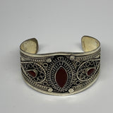 33.5g, 1.6" Red Carnelian Turkmen Cuff Bracelet Tribal Small Marquise, B13434