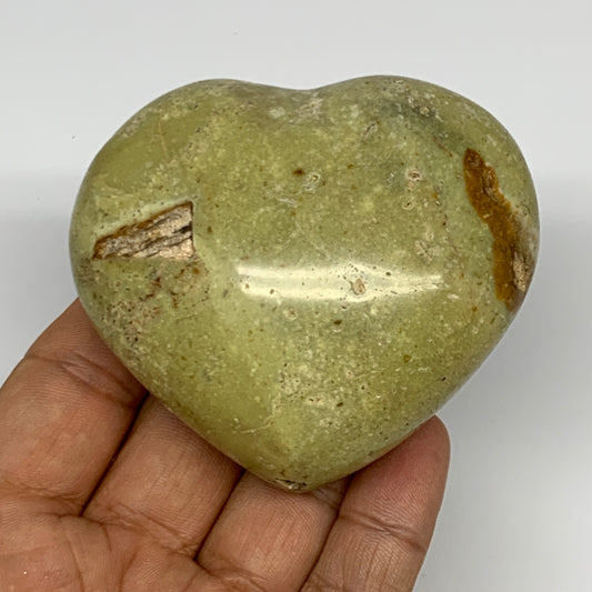 156.6g,2.5"x2.8"x1.4", Green Opal Heart Polished Gemstone @Madagascar, B17603