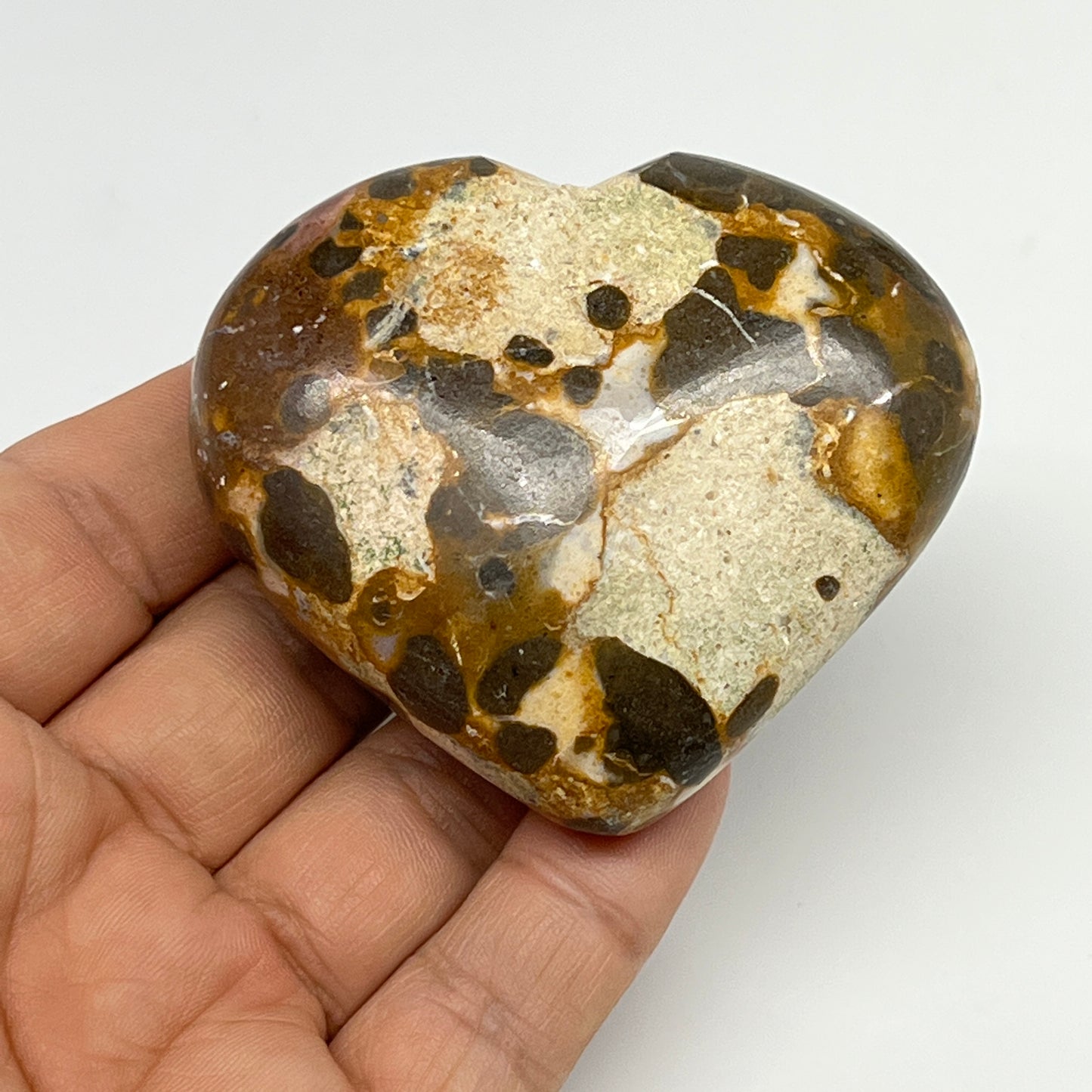 133.4g,2.2"x2.6"x1" Fruit Jasper Heart Polished Healing Home Decor, B21945