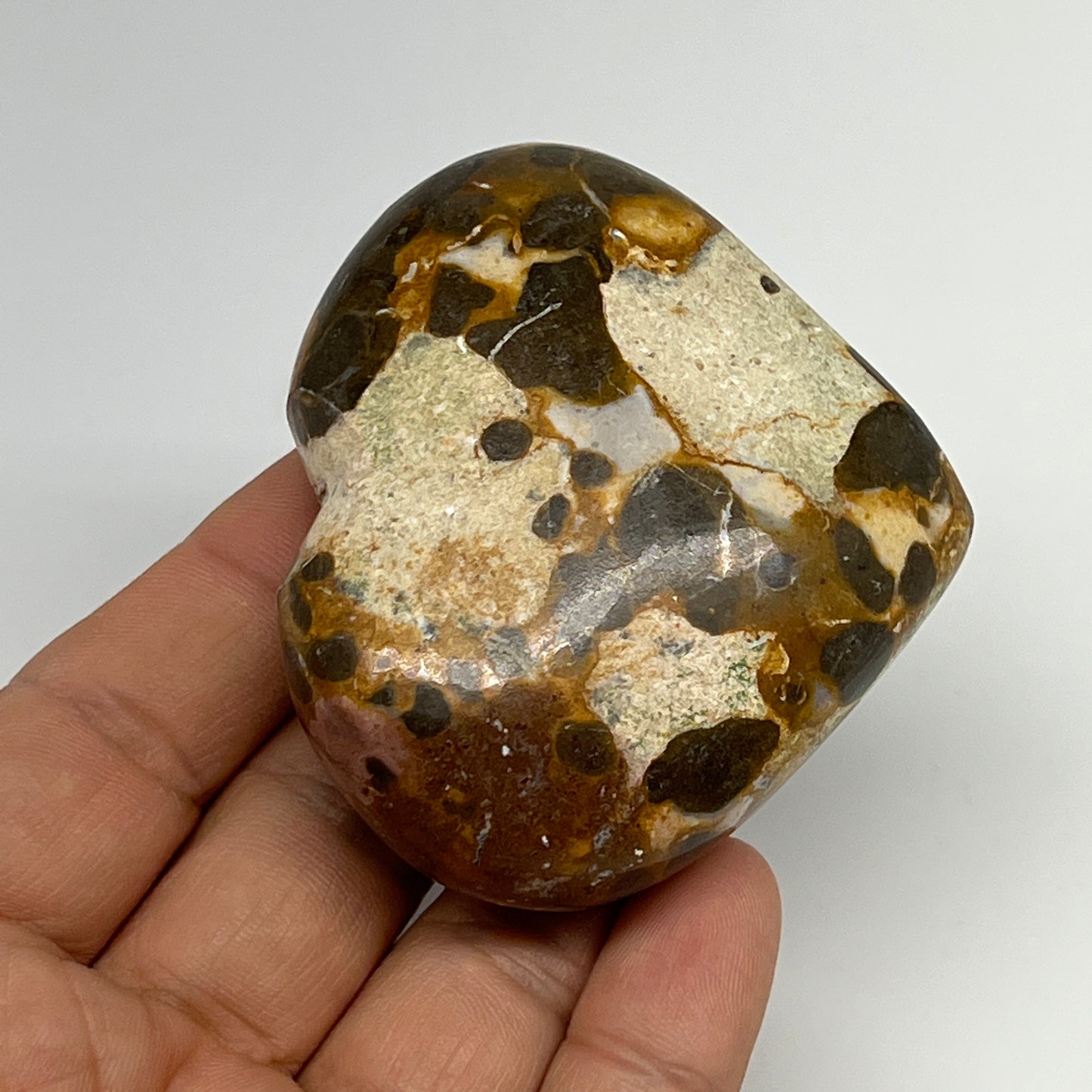 133.4g,2.2"x2.6"x1" Fruit Jasper Heart Polished Healing Home Decor, B21945