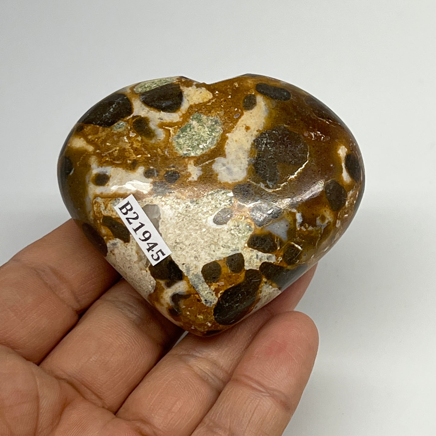 133.4g,2.2"x2.6"x1" Fruit Jasper Heart Polished Healing Home Decor, B21945