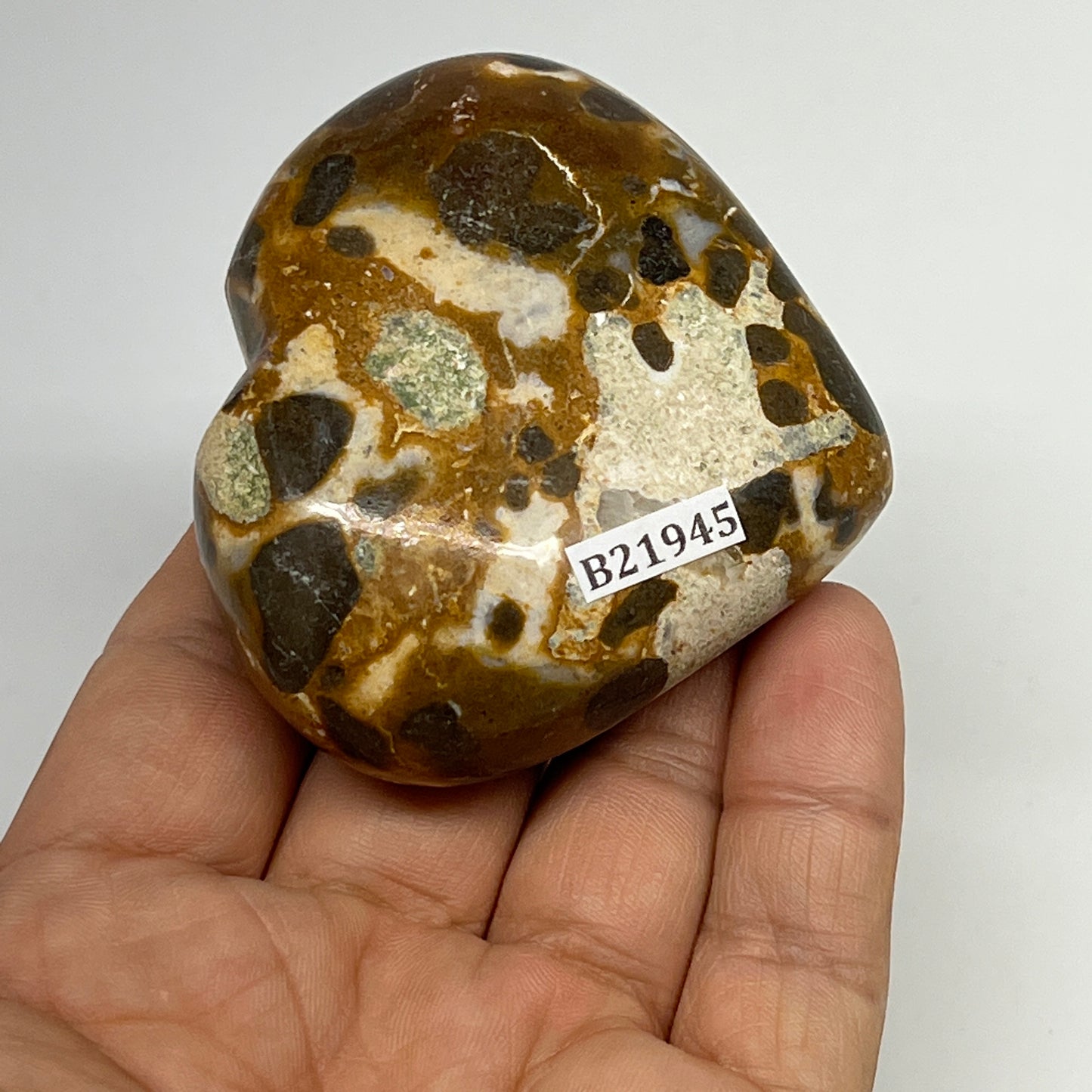 133.4g,2.2"x2.6"x1" Fruit Jasper Heart Polished Healing Home Decor, B21945