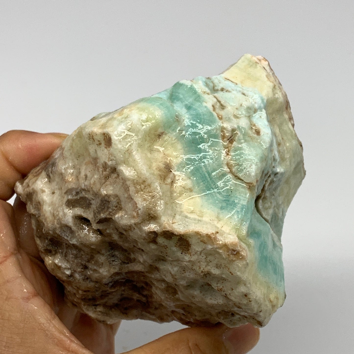 808g,4.2"x3.7"x3.4", Rough Pistachio Calcite Chunk Mineral @Afghanistan, B24584