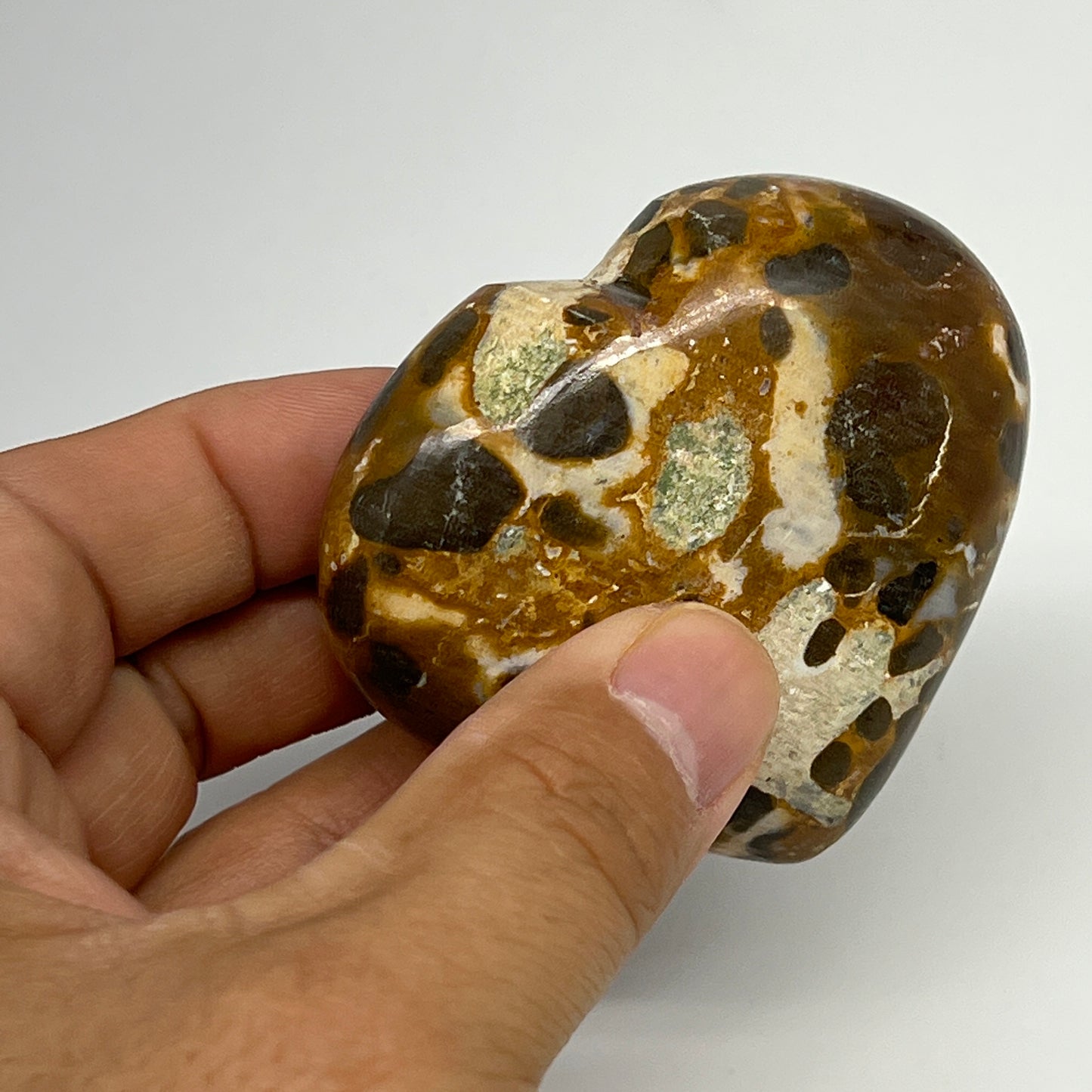 133.4g,2.2"x2.6"x1" Fruit Jasper Heart Polished Healing Home Decor, B21945