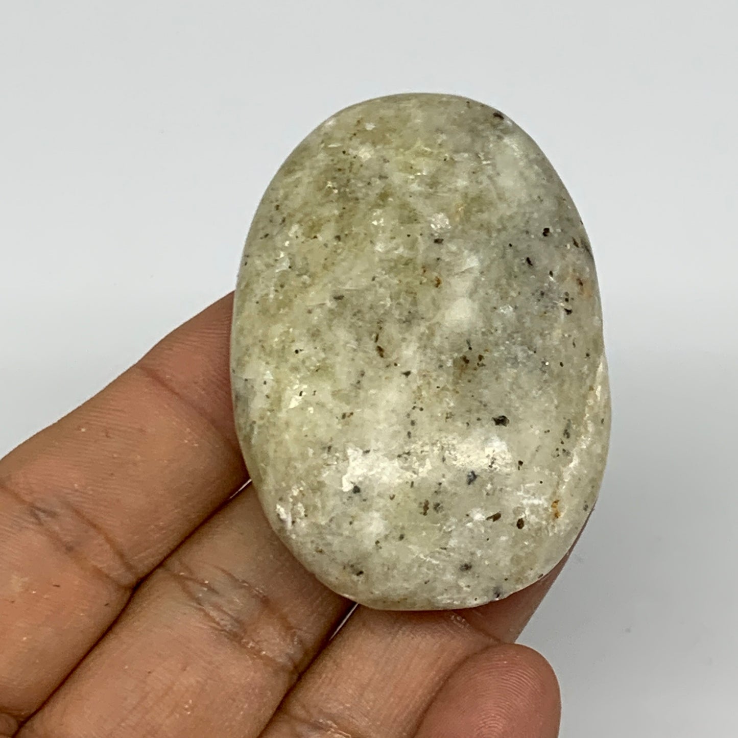 58.8g, 2.2"x1.5"x0.7", Natural Yellow Calcite Palm-Stone Crystal Polished Reiki,