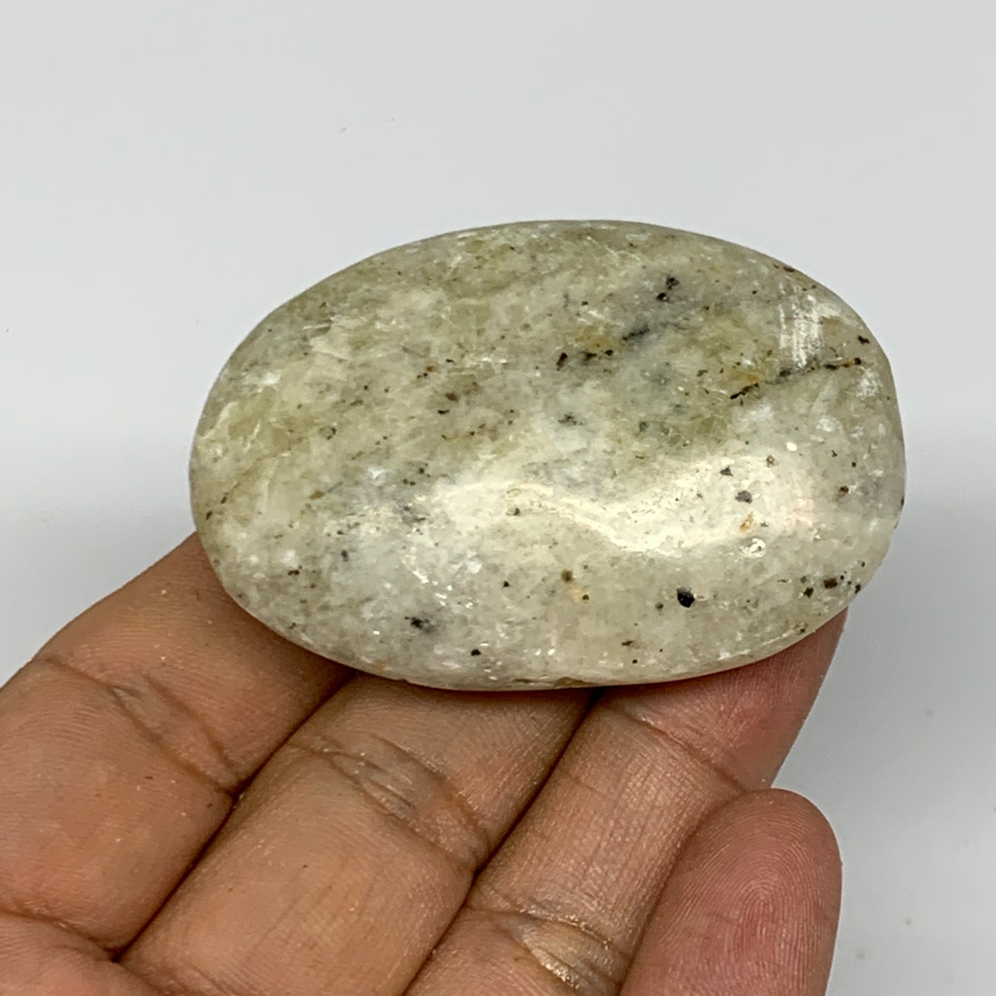 58.8g, 2.2"x1.5"x0.7", Natural Yellow Calcite Palm-Stone Crystal Polished Reiki,