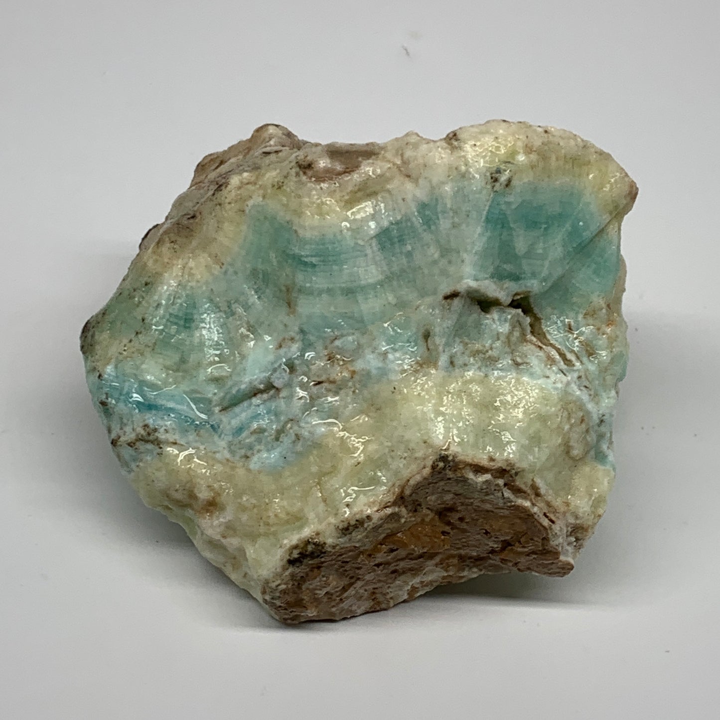 808g,4.2"x3.7"x3.4", Rough Pistachio Calcite Chunk Mineral @Afghanistan, B24584