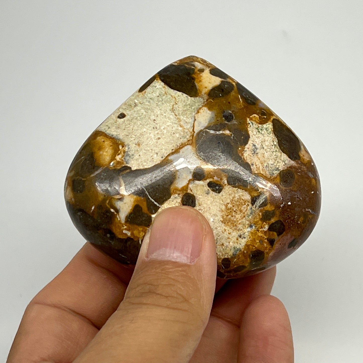 133.4g,2.2"x2.6"x1" Fruit Jasper Heart Polished Healing Home Decor, B21945