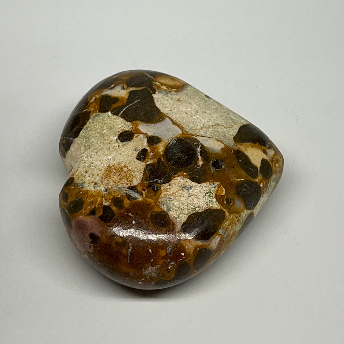 133.4g,2.2"x2.6"x1" Fruit Jasper Heart Polished Healing Home Decor, B21945