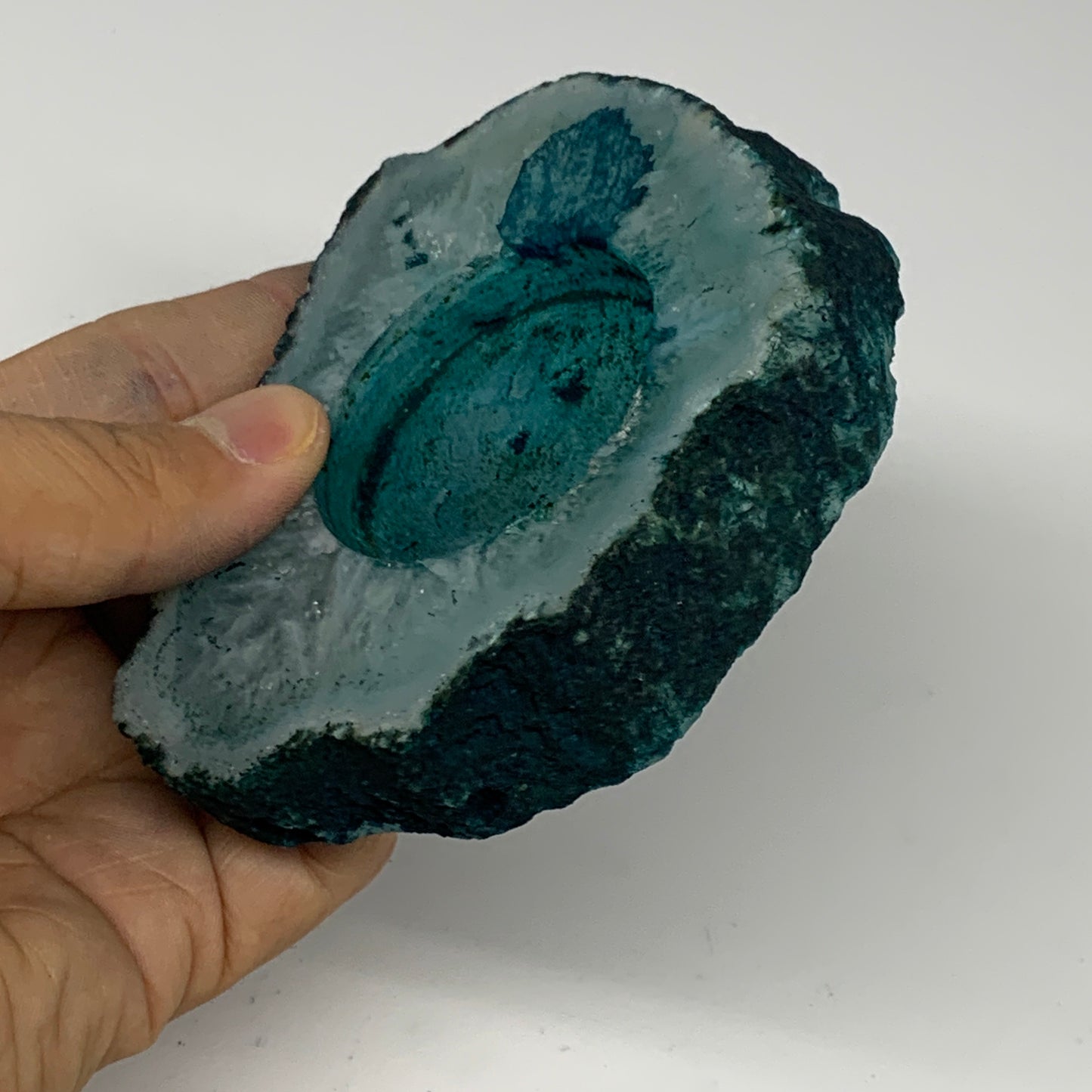 204.8g, 3.7"x3.1"x0.7", Dyed Agate Tea Light Candle Holder Crystal, B25575