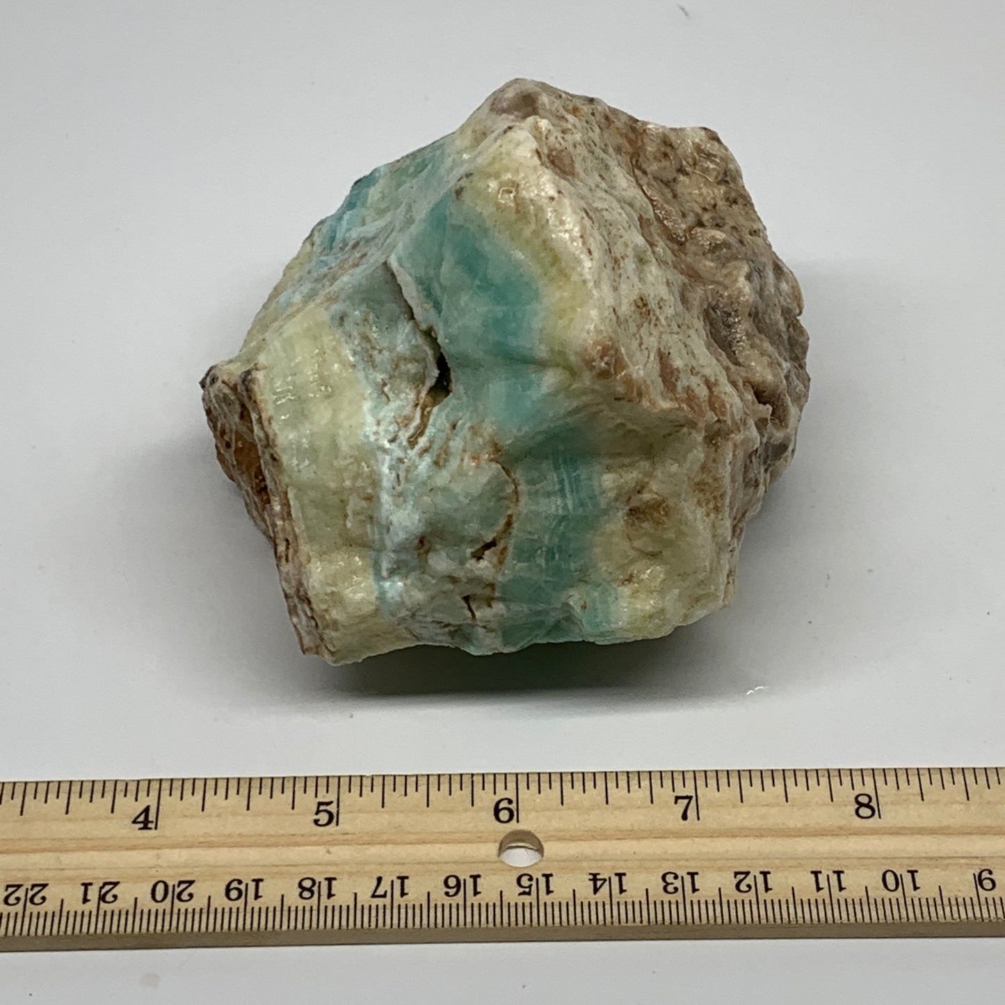 808g,4.2"x3.7"x3.4", Rough Pistachio Calcite Chunk Mineral @Afghanistan, B24584