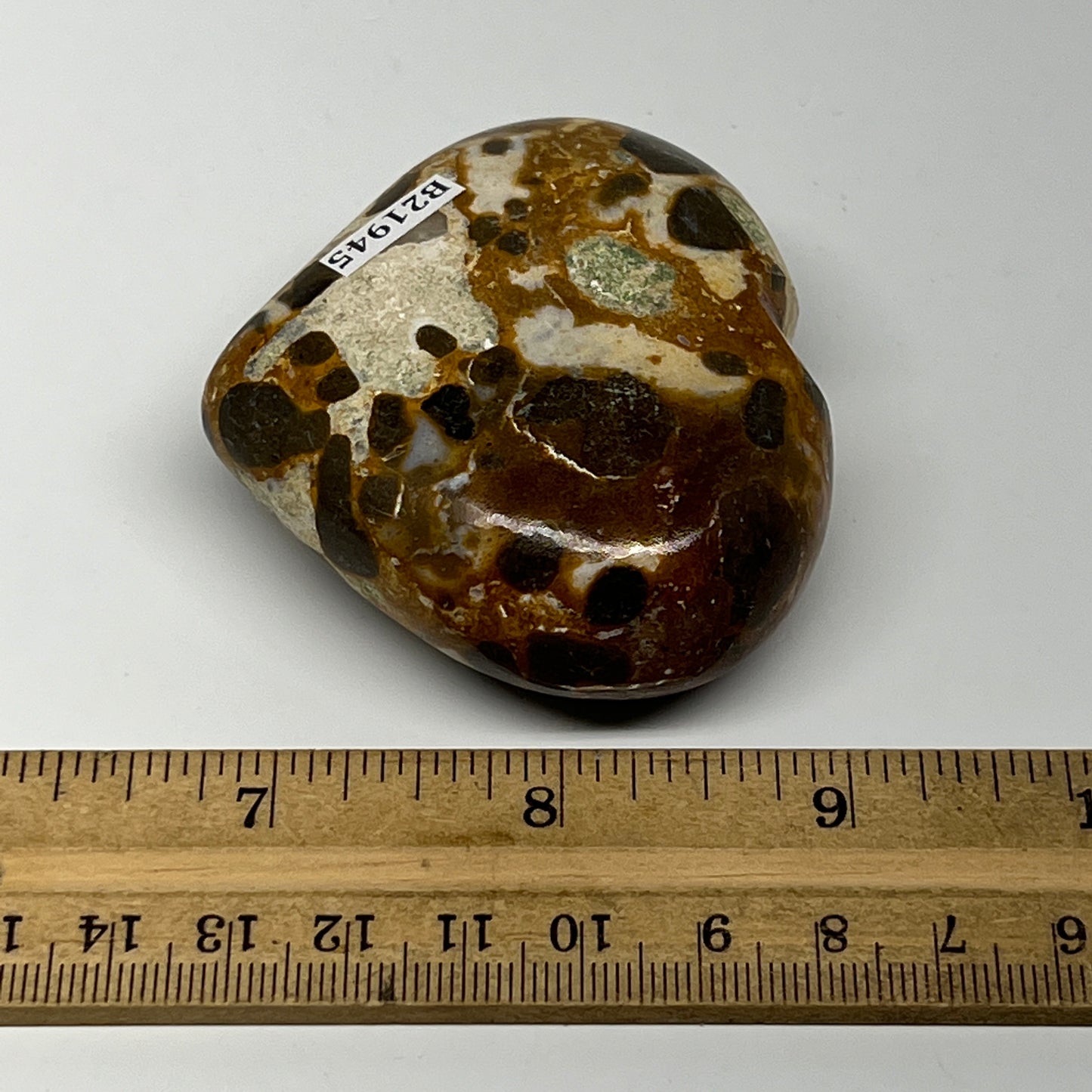 133.4g,2.2"x2.6"x1" Fruit Jasper Heart Polished Healing Home Decor, B21945