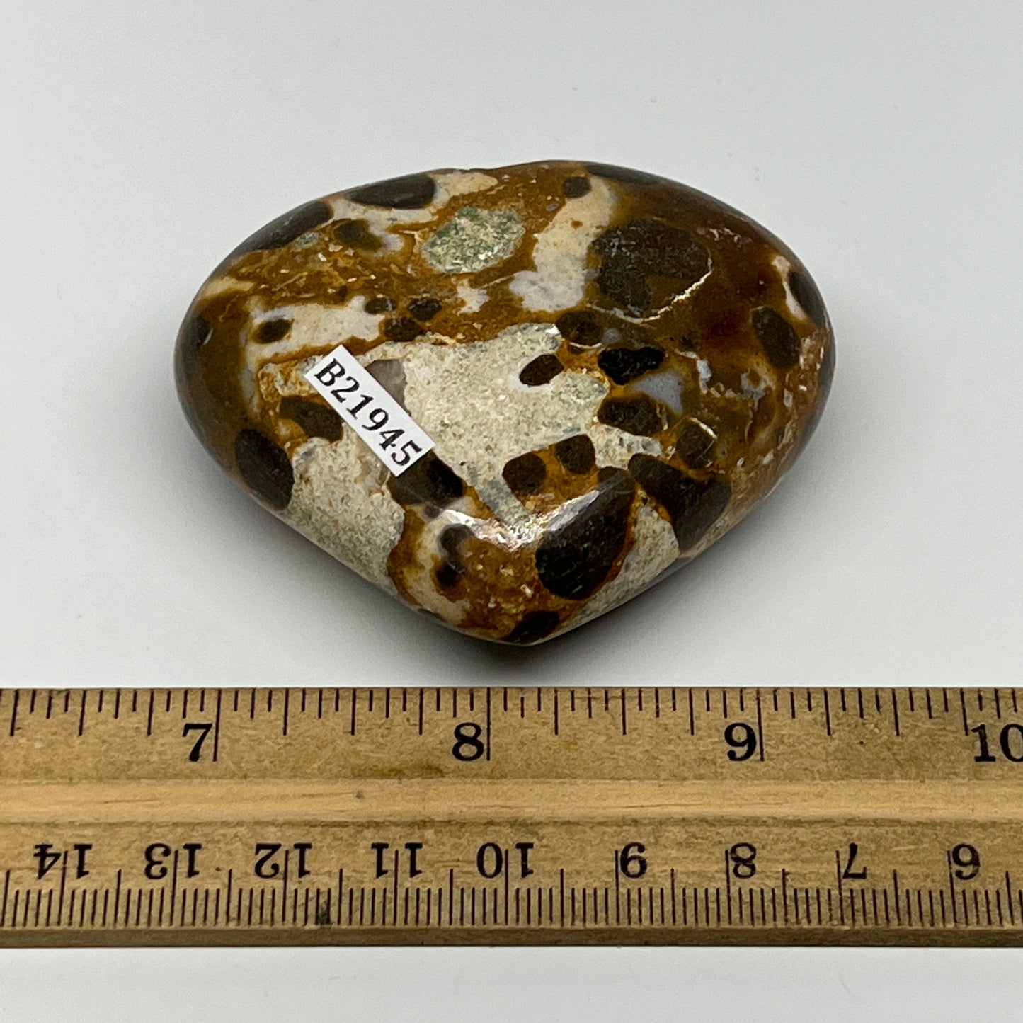 133.4g,2.2"x2.6"x1" Fruit Jasper Heart Polished Healing Home Decor, B21945