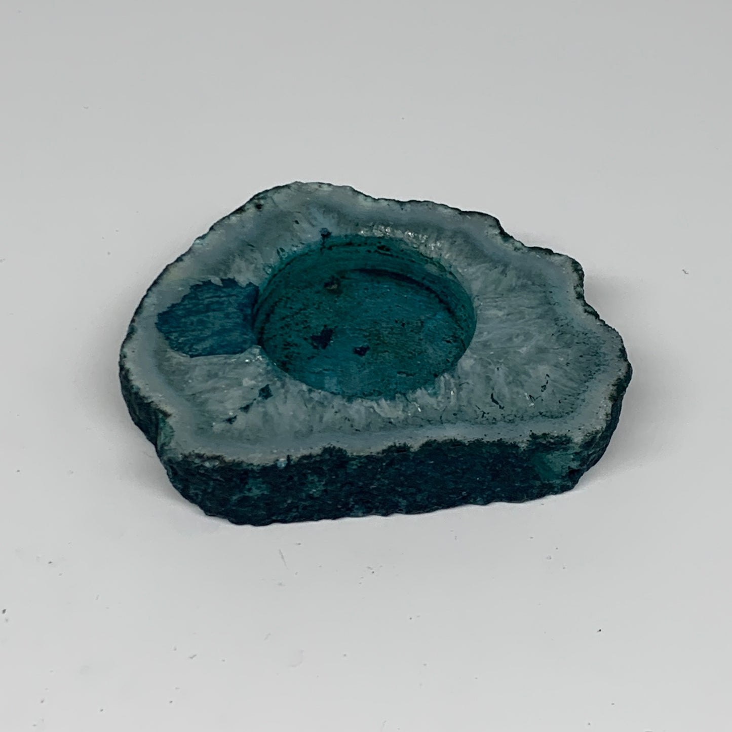 204.8g, 3.7"x3.1"x0.7", Dyed Agate Tea Light Candle Holder Crystal, B25575