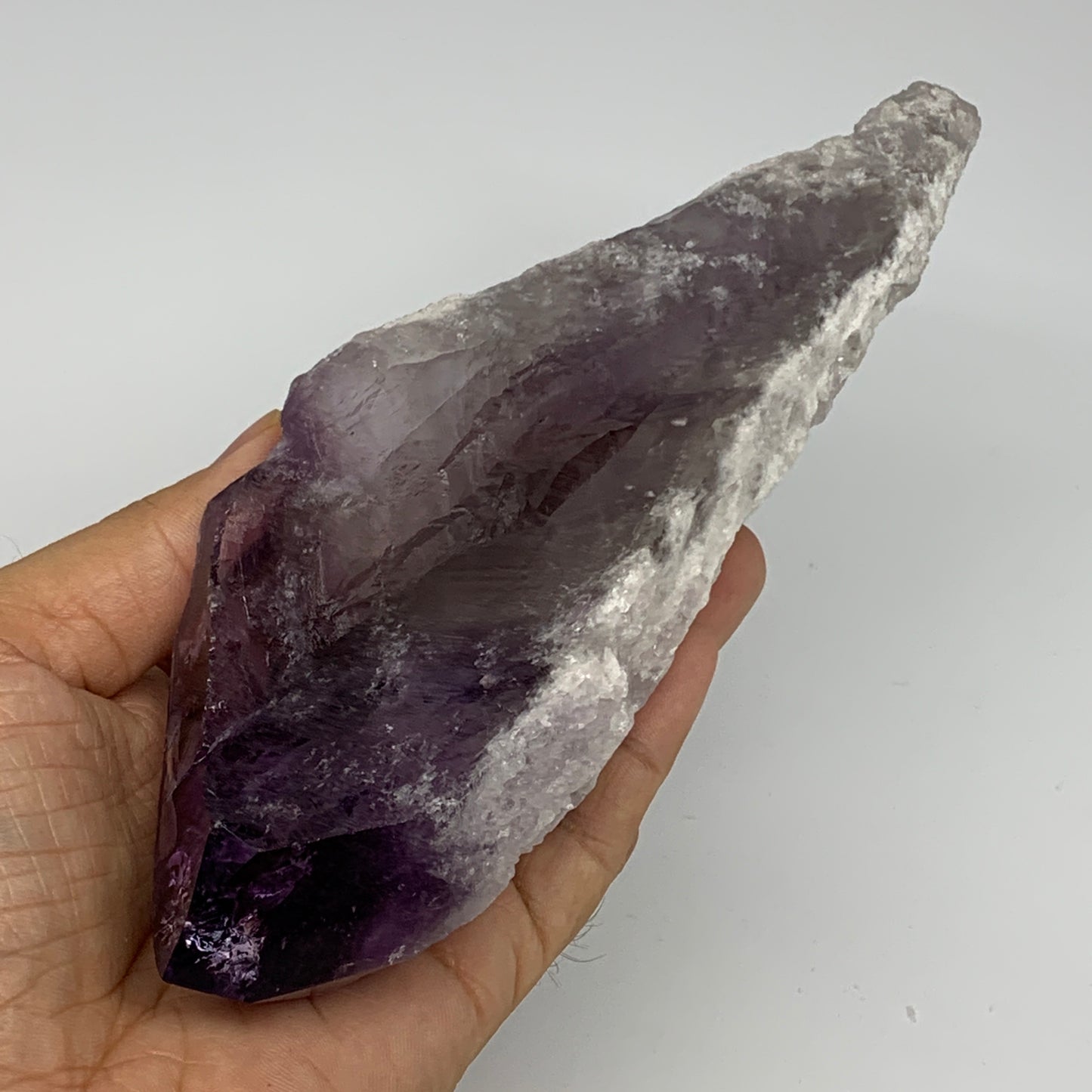 425.8g,8.7"x2.4"x1.7",Amethyst Point Polished Rough lower part from Brazil,B1913
