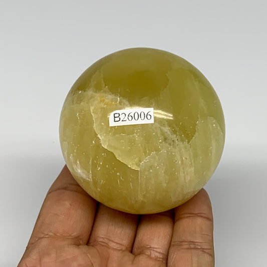 373.7g,2.4"(62mm) Lemon Calcite Sphere Gemstone,Healing Crystal,B26006