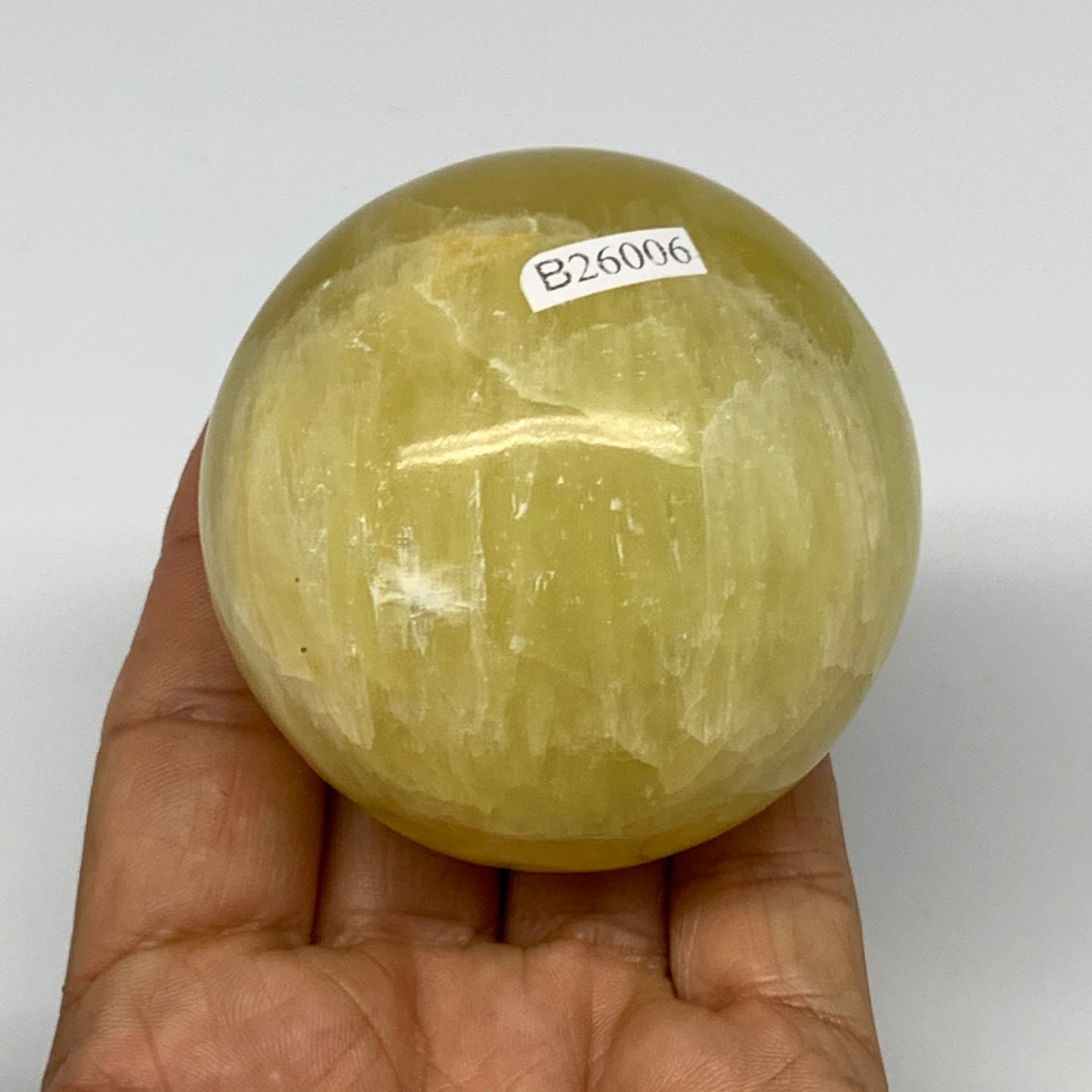 373.7g,2.4"(62mm) Lemon Calcite Sphere Gemstone,Healing Crystal,B26006