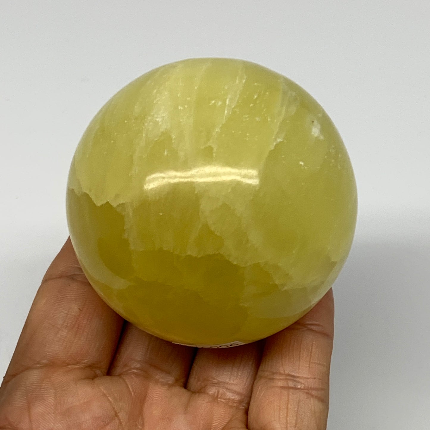 373.7g,2.4"(62mm) Lemon Calcite Sphere Gemstone,Healing Crystal,B26006