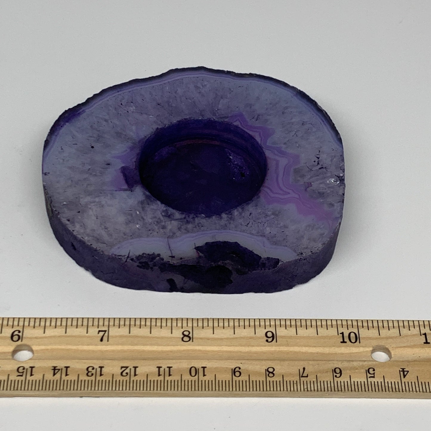 280.1g, 4"x3.6"x0.7", Dyed Agate Tea Light Candle Holder Crystal, B25577
