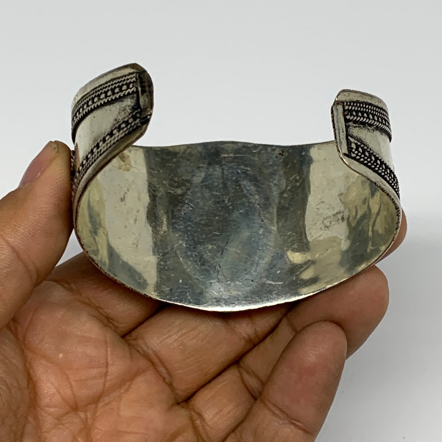 33.1g, 1.6" Red Carnelian Turkmen Cuff Bracelet Tribal Small Marquise, B13438