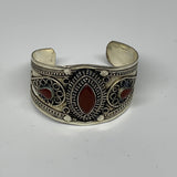 33.1g, 1.6" Red Carnelian Turkmen Cuff Bracelet Tribal Small Marquise, B13438
