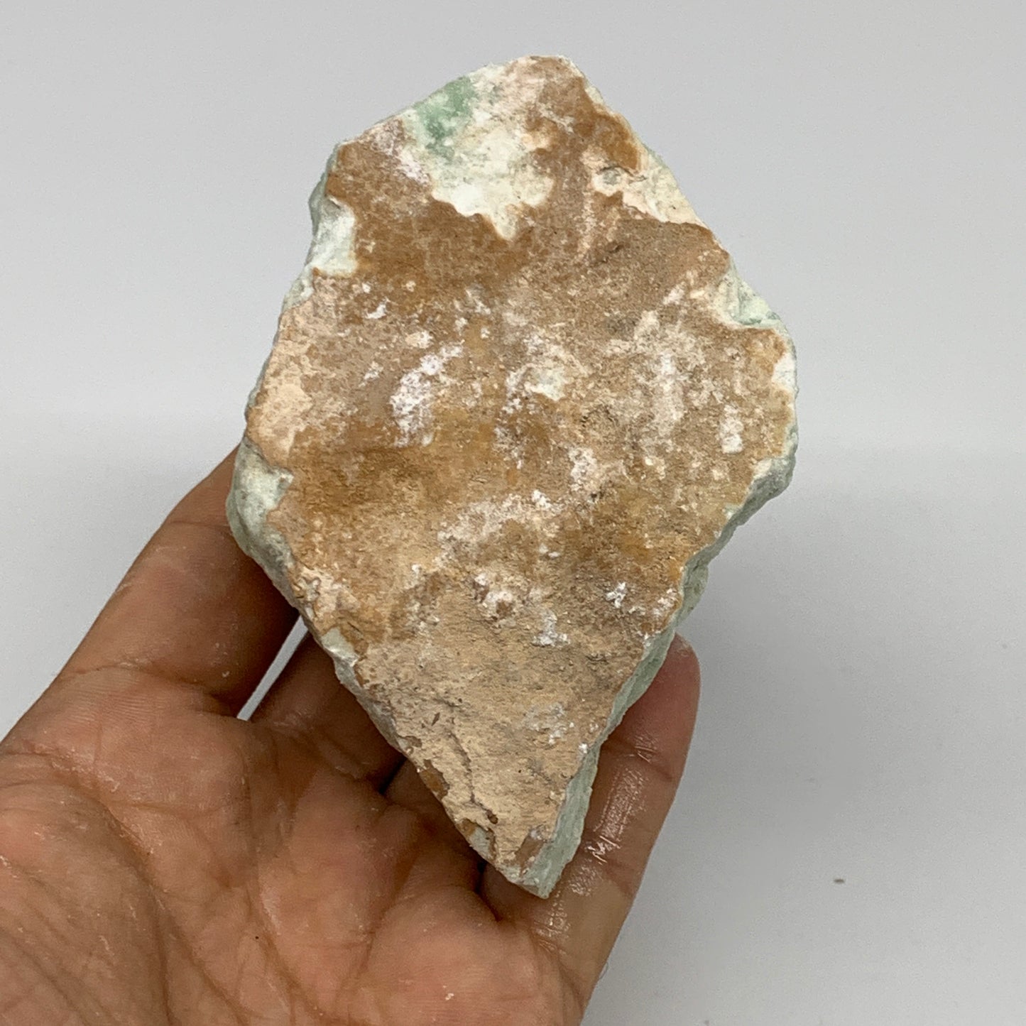 383g,3.9"x2.6"x2", Rough Pistachio Calcite Chunk Mineral @Afghanistan, B24588