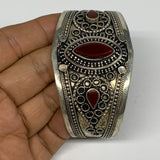32.7g, 1.6" Red Carnelian Turkmen Cuff Bracelet Tribal Small Marquise, B13439