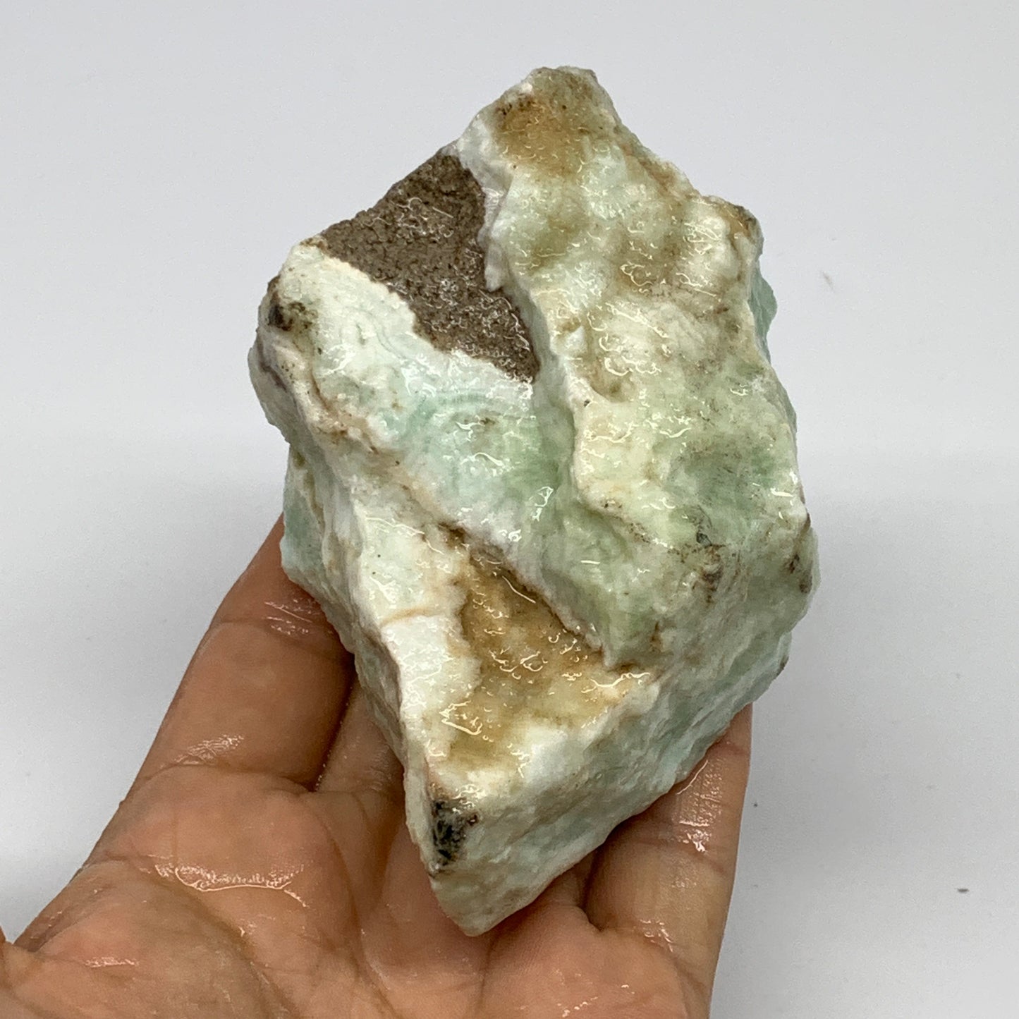 383g,3.9"x2.6"x2", Rough Pistachio Calcite Chunk Mineral @Afghanistan, B24588