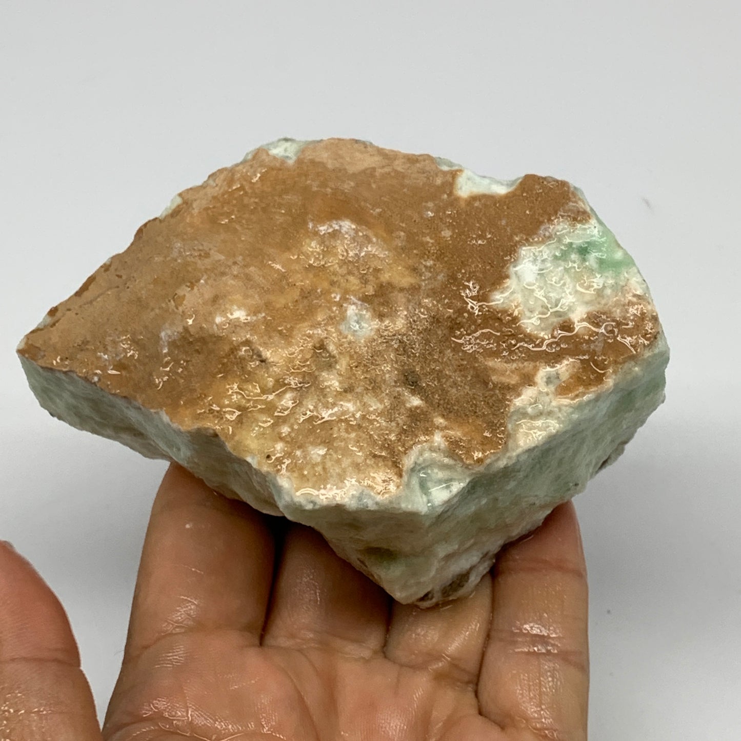 383g,3.9"x2.6"x2", Rough Pistachio Calcite Chunk Mineral @Afghanistan, B24588