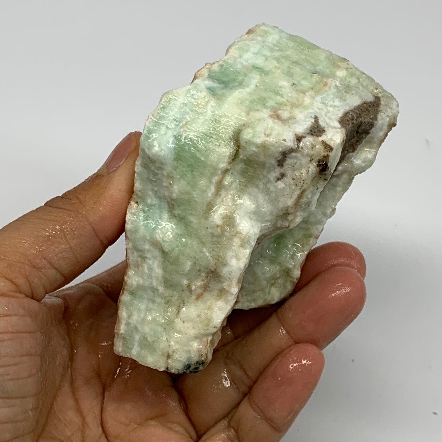 383g,3.9"x2.6"x2", Rough Pistachio Calcite Chunk Mineral @Afghanistan, B24588