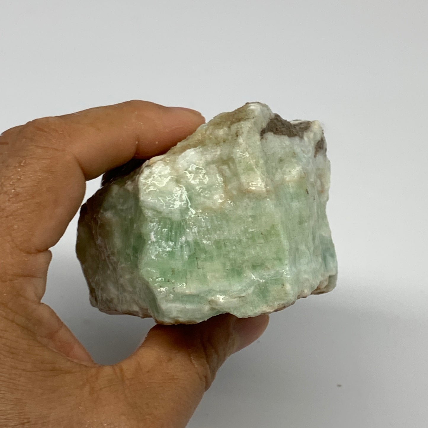 383g,3.9"x2.6"x2", Rough Pistachio Calcite Chunk Mineral @Afghanistan, B24588