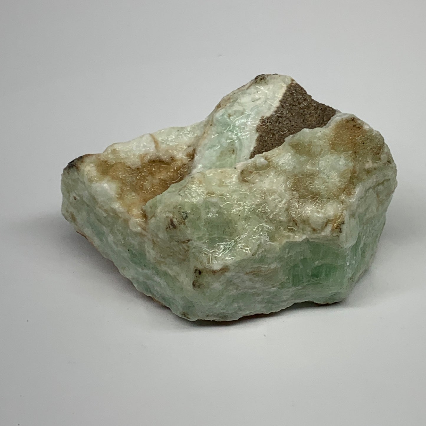 383g,3.9"x2.6"x2", Rough Pistachio Calcite Chunk Mineral @Afghanistan, B24588