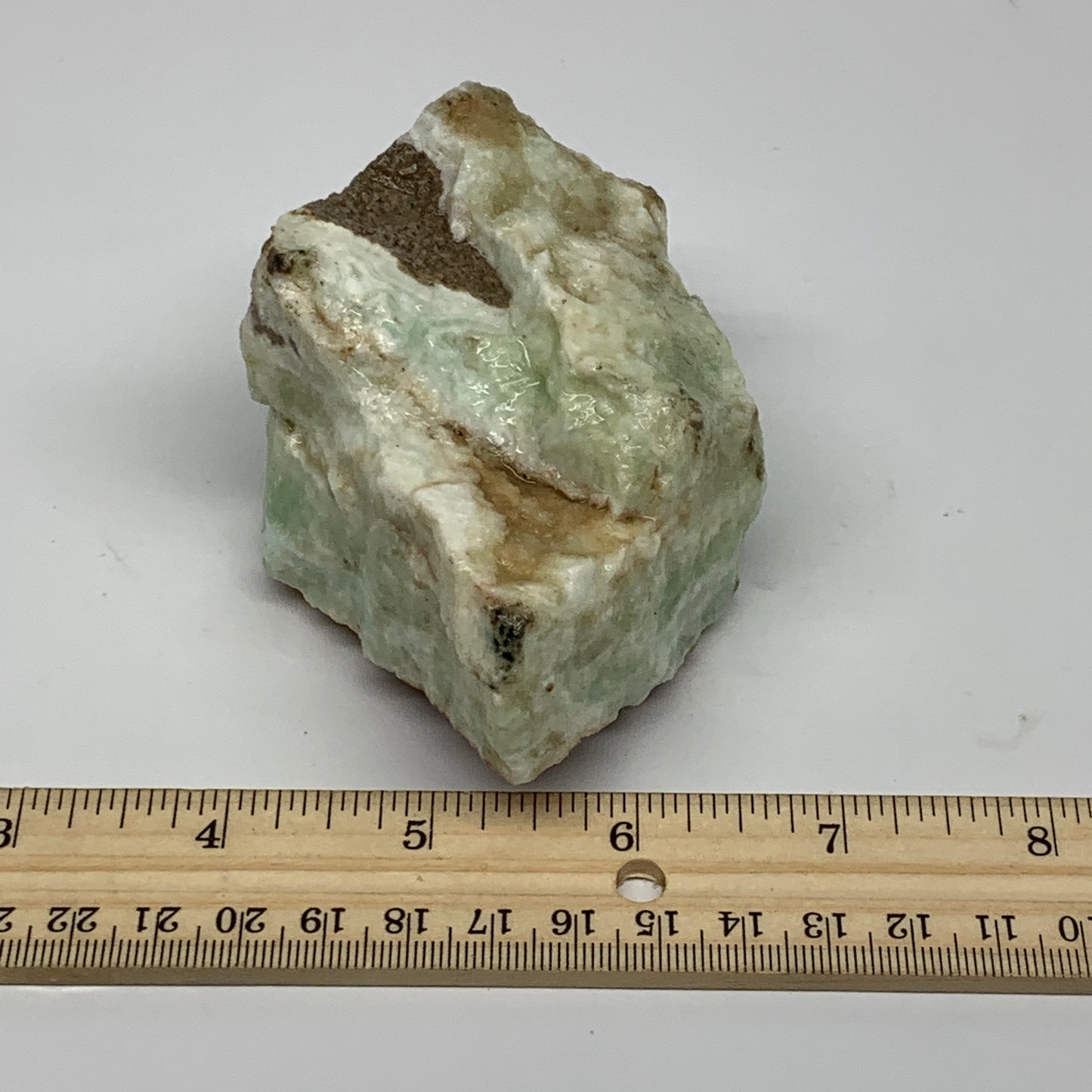 383g,3.9"x2.6"x2", Rough Pistachio Calcite Chunk Mineral @Afghanistan, B24588