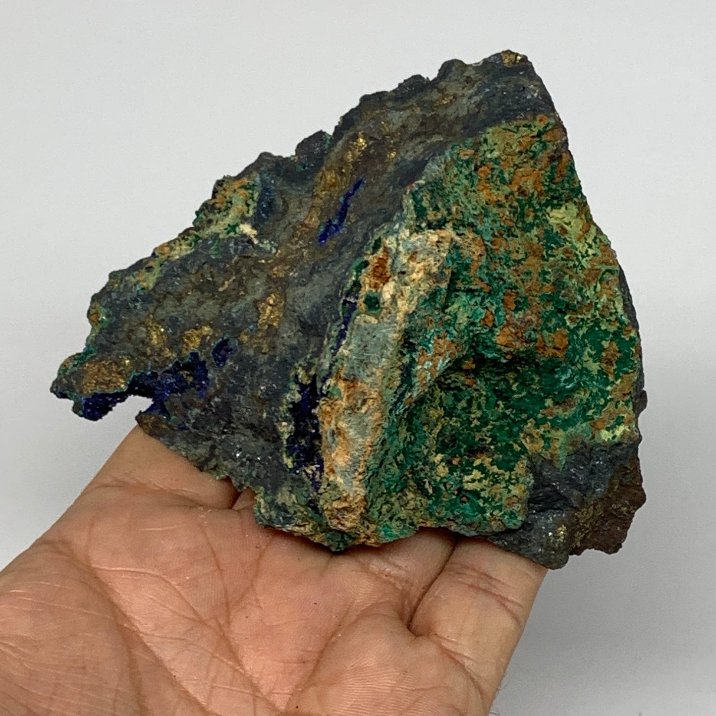 518g, 3.6"x4"x2.3", Rough Azurite Malachite Mineral Specimen @Morocco, B11080