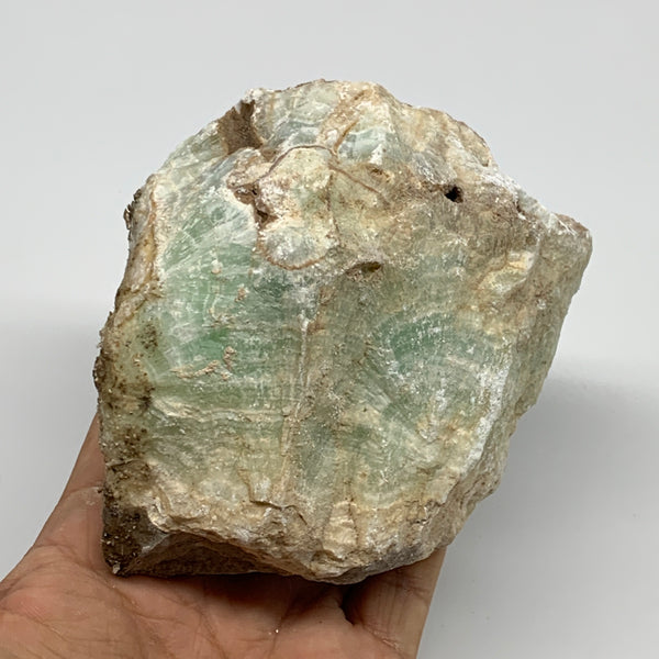 703g,4.7"x3.9"x2.5", Rough Pistachio Calcite Chunk Mineral @Afghanistan, B24589