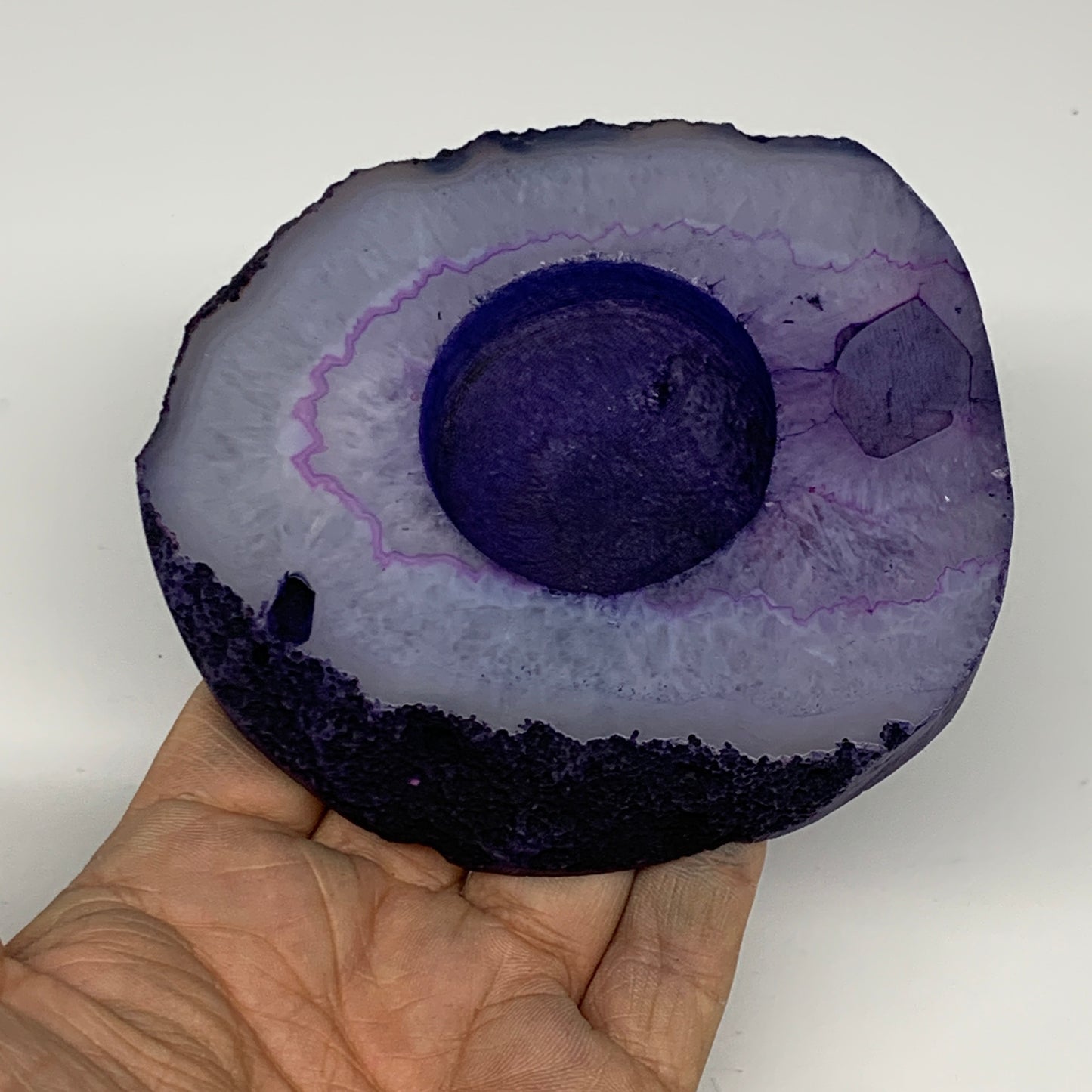 288.8g, 4.1"x3.9"x0.7", Dyed Agate Tea Light Candle Holder Crystal, B25580