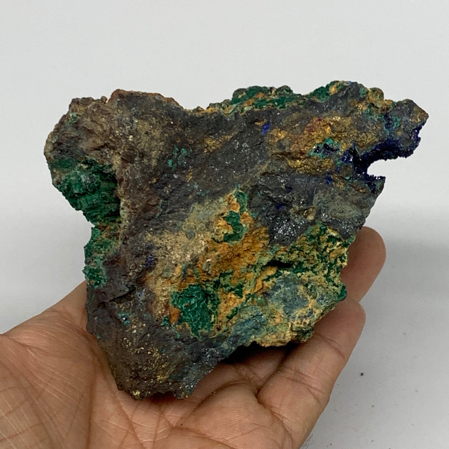 518g, 3.6"x4"x2.3", Rough Azurite Malachite Mineral Specimen @Morocco, B11080