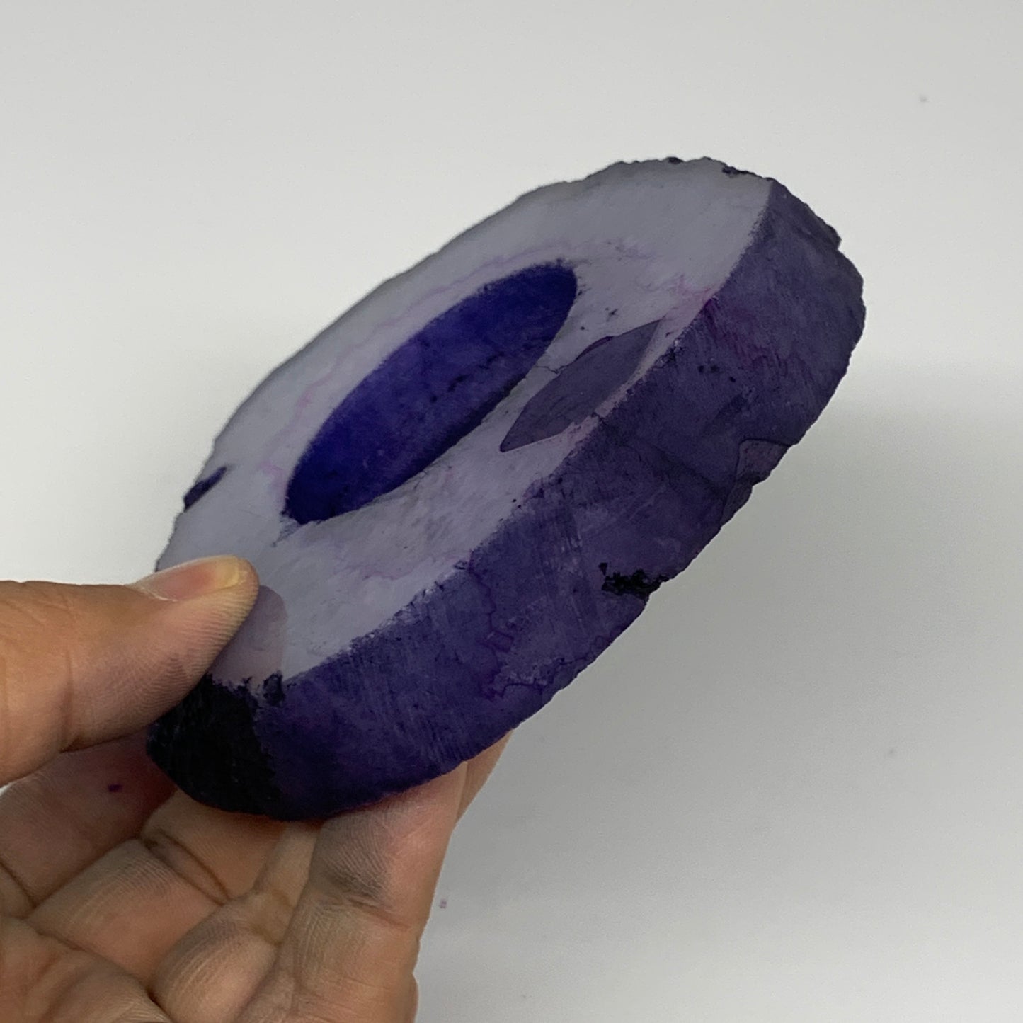 288.8g, 4.1"x3.9"x0.7", Dyed Agate Tea Light Candle Holder Crystal, B25580