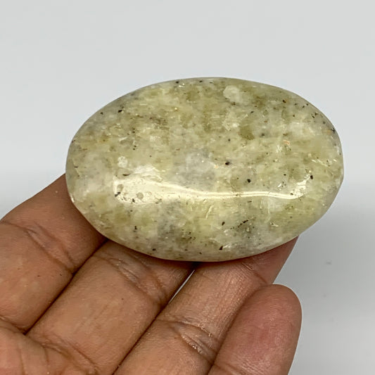 75g, 2.3"x1.6"x0.8", Natural Yellow Calcite Palm-Stone Crystal Polished Reiki, B