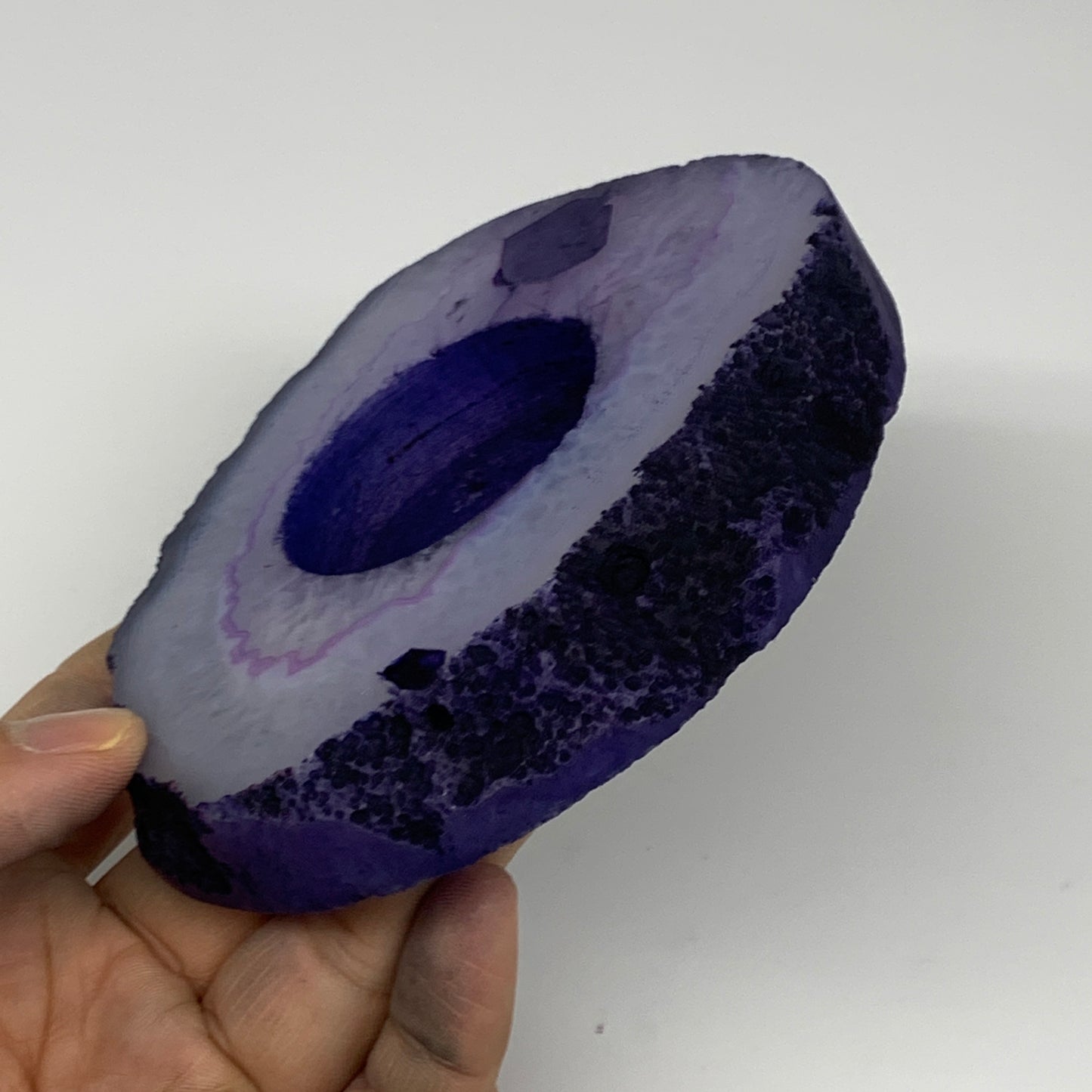 288.8g, 4.1"x3.9"x0.7", Dyed Agate Tea Light Candle Holder Crystal, B25580